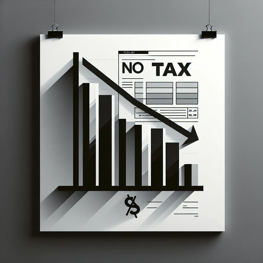 미국 주식 절세용 손절을 나타내는 하락 차트와 세금 문서 이미지.